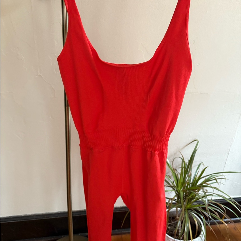 FP Movement by Free People Red Ribbed Jumpsuit